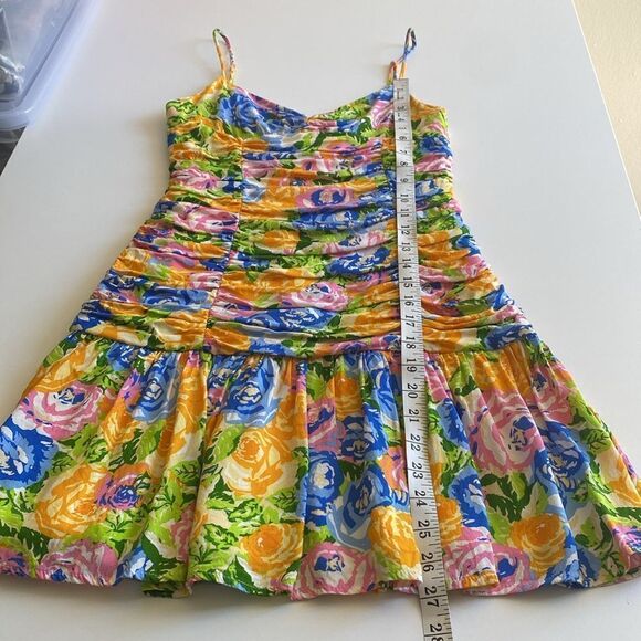 Zara Multicolor Ruched Floral Mini Dress Size Medium - Picture 11 of 11